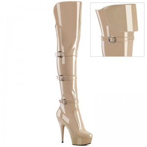 Beige Pleaser Delight-3018 Women's Thigh High Boots | AU JALTRBF