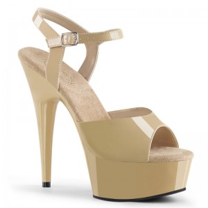 Beige Pleaser Delight-609 Women's Platform Heels Sandals | AUSTRALIA JSMQU