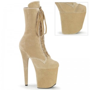 Beige Pleaser Flamingo-1045VEL Women's Heels Boots | AU YWHZIGQ