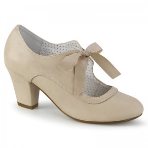 Beige Pleaser Wiggle-32 Vegan Leather Women's Pumps | AUSTRALIA HYJUS