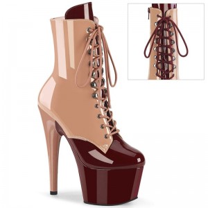 Beige / Burgundy Pleaser Adore-1020DC Women's Heels Boots | AU YVPTINR