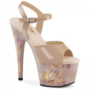 Beige / Pink Pleaser Adore-709MB Women's Platform Heels Sandals | AU NJMBVXU