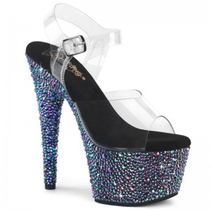 Black Multicolor / Clear Pleaser Bejeweled-708MS Women's Platform Heels Sandals | AUSTRALIA SWUTM