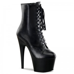 Black Pleaser Adore-1020 Leather Women's Heels Boots | AUSTRALIA IJTSZ