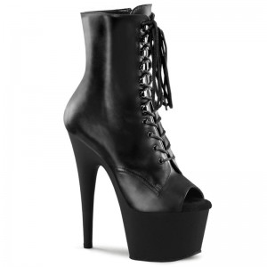 Black Pleaser Adore-1021 Leather Women's Heels Boots | AU TNSCAKE