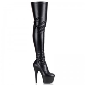 Black Pleaser Adore-3000 Vegan Leather Women's Thigh High Boots | AU SWLOJTE