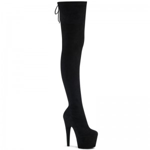 Black Pleaser Adore-3008 Suede Women's Thigh High Boots | AU YTLGUAS