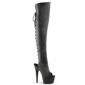 Black Pleaser Adore-3019 Vegan Leather Women's Thigh High Boots | AUSTRALIA FPNHU