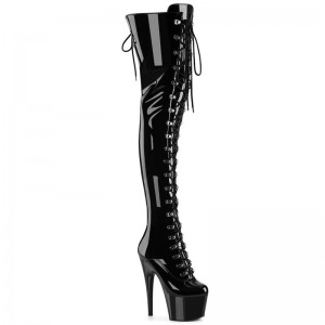 Black Pleaser Adore-3022 Women's Thigh High Boots | AUSTRALIA MPIUW