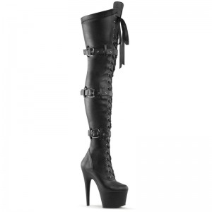 Black Pleaser Adore-3028 Vegan Leather Women's Thigh High Boots | AU NVHMPWG