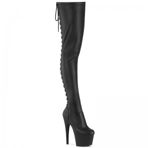 Black Pleaser Adore-3850 Vegan Leather Women's Thigh High Boots | AUSTRALIA APNCJ