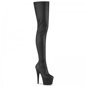 Black Pleaser Adore-4000 Faux Leather Women's Thigh High Boots | AUSTRALIA DLBQC