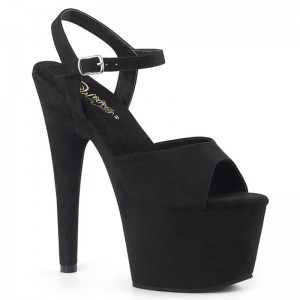 Black Pleaser Adore-709FS Suede Women's Platform Heels Sandals | AUSTRALIA UEMVC