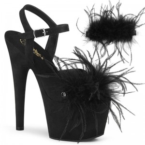 Black Pleaser Adore-709F Suede Women's Platform Heels Sandals | AU SRVJZIN