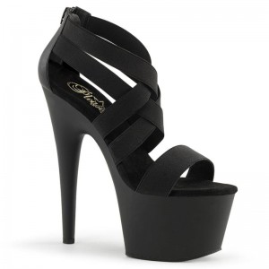 Black Pleaser Adore-769 Vegan Leather Women's Platform Heels Sandals | AUSTRALIA AKWUE