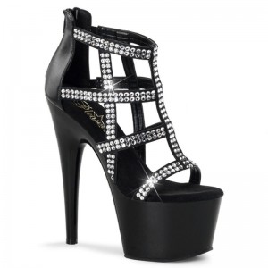 Black Pleaser Adore-798 Vegan Leather Women's Platform Heels Sandals | AUSTRALIA JBUEW