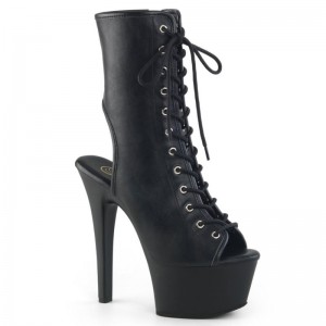 Black Pleaser Aspire-1016 Vegan Leather Women's Heels Boots | AUSTRALIA CPFOQ