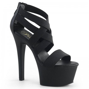 Black Pleaser Aspire-669 Vegan Leather Women's Platform Heels Sandals | AUSTRALIA AMFQK