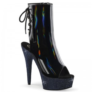 Black Pleaser Bejeweled-1018DM-6 Hologram Women's Heels Boots | AU QKJWFTD