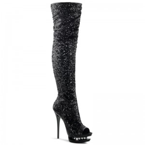 Black Pleaser Blondie-R-3011 Women's Thigh High Boots | AUSTRALIA WCDTN