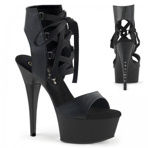 Black Pleaser Captiva-600-14 Vegan Leather Women's Platform Heels Sandals | AUSTRALIA YPVKE