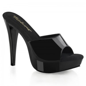 Black Pleaser Cocktail-501 Women's Platform Slides | AU OQCWAKJ