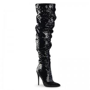 Black Pleaser Courtly-3011 Women's Thigh High Boots | AUSTRALIA ZAKOL