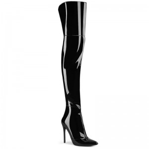 Black Pleaser Courtly-3012 Women's Thigh High Boots | AUSTRALIA JRWFV