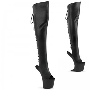 Black Pleaser Craze-3019 Vegan Leather Women's Thigh High Boots | AUSTRALIA ZYKTW