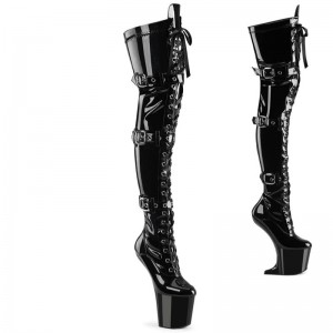 Black Pleaser Craze-3028 Women's Thigh High Boots | AUSTRALIA GNUWQ