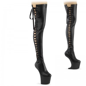 Black Pleaser Craze-3050 Vegan Leather Women's Thigh High Boots | AU ZWOIKHE