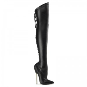 Black Pleaser Dagger-3060 Vegan Leather Women's Thigh High Boots | AUSTRALIA CVXHW