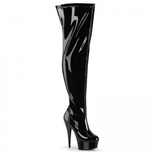 Black Pleaser Delight-3000WCF Women's Thigh High Boots | AU QEHGZJX