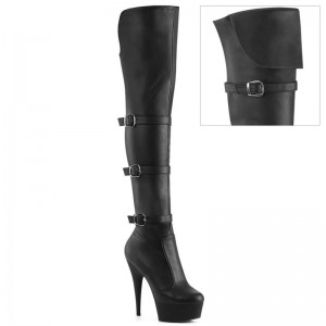 Black Pleaser Delight-3018 Vegan Leather Women's Thigh High Boots | AUSTRALIA YEUKB