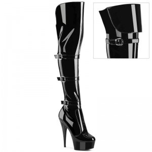 Black Pleaser Delight-3018 Women's Thigh High Boots | AU ZELGMQA