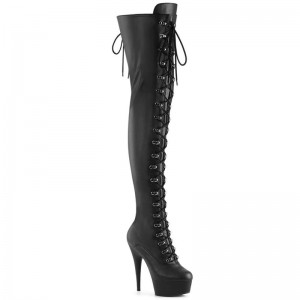 Black Pleaser Delight-3022 Vegan Leather Women's Thigh High Boots | AU TYFRPJA