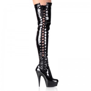 Black Pleaser Delight-3050 Women's Thigh High Boots | AU QKBHVFD