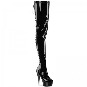 Black Pleaser Delight-4063 Women's Thigh High Boots | AUSTRALIA QYWNM