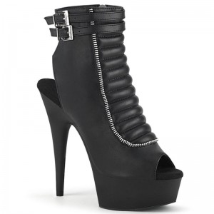 Black Pleaser Delight-600-18 Vegan Leather Women's Platform Heels Sandals | AUSTRALIA FKYGO