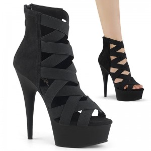 Black Pleaser Delight-600-24 Suede Women's Platform Heels Sandals | AU JCRTFYH