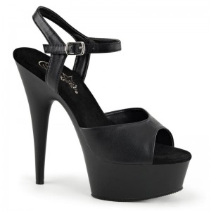 Black Pleaser Delight-609 Vegan Leather Women's Platform Heels Sandals | AUSTRALIA JGKDO