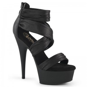 Black Pleaser Delight-620 Vegan Leather Women's Platform Heels Sandals | AU FILTNAP