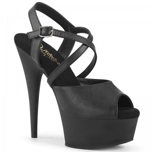 Black Pleaser Delight-624-1 Vegan Leather Women's Platform Heels Sandals | AUSTRALIA KEOTR