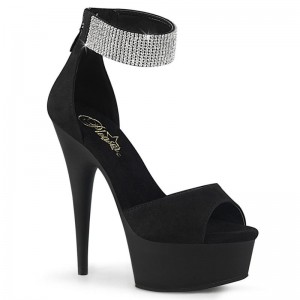 Black Pleaser Delight-625 Suede Women's Platform Heels Sandals | AUSTRALIA TXJNR