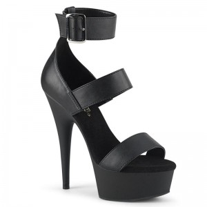 Black Pleaser Delight-629 Vegan Leather Women's Platform Heels Sandals | AU WGBOFPX