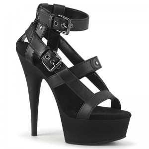 Black Pleaser Delight-637 Vegan Leather Women's Platform Heels Sandals | AU FULMCWE