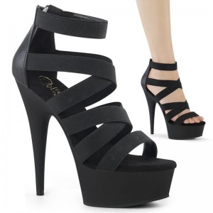 Black Pleaser Delight-659 Vegan Leather Women's Platform Heels Sandals | AU FQCUTAH