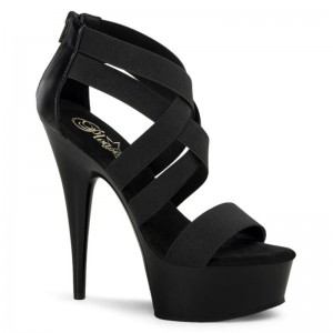 Black Pleaser Delight-669 Vegan Leather Women's Platform Heels Sandals | AUSTRALIA JGDBS