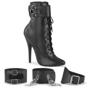 Black Pleaser Domina-1023 Vegan Leather Women's Heels Boots | AU YCNLXIW