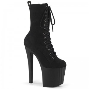 Black Pleaser Enchant-1040 Faux Suede Women's Heels Boots | AU RYCPXNS